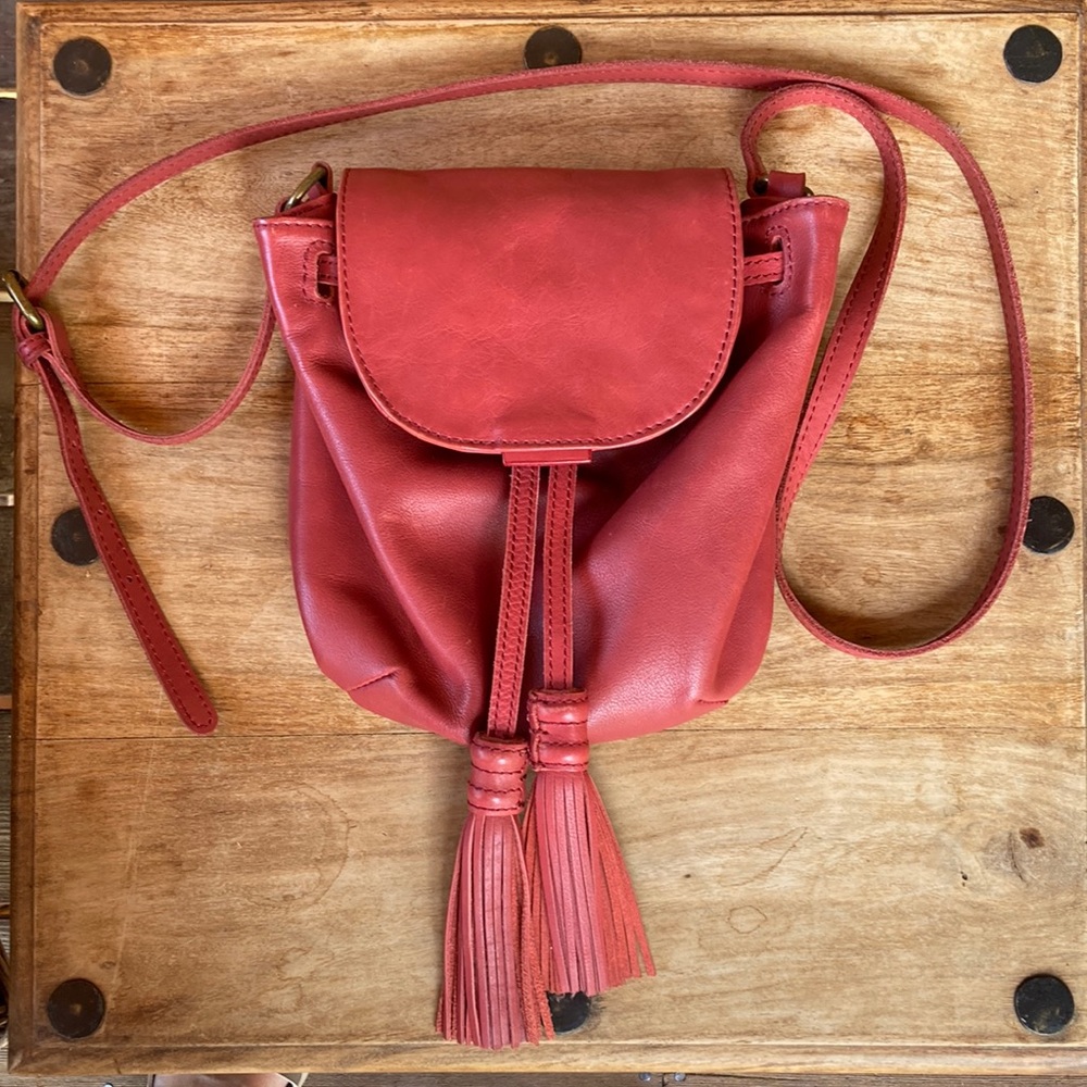 Lucky Brand Red Leather Crossbody Bag 8.5”x7”
